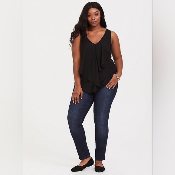 Torrid Georgette Tank with Front Ruffle, Size 2 - Picture 2 of 5